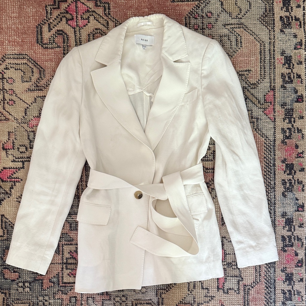 Reiss White Belted Blazer
